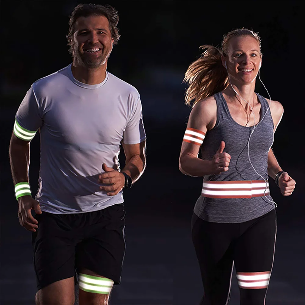 Running Reflective Arm Bands for Wrist Ankle Leg Reflector High Visibility Reflect Straps Cycling Running Safety Reflector Tape