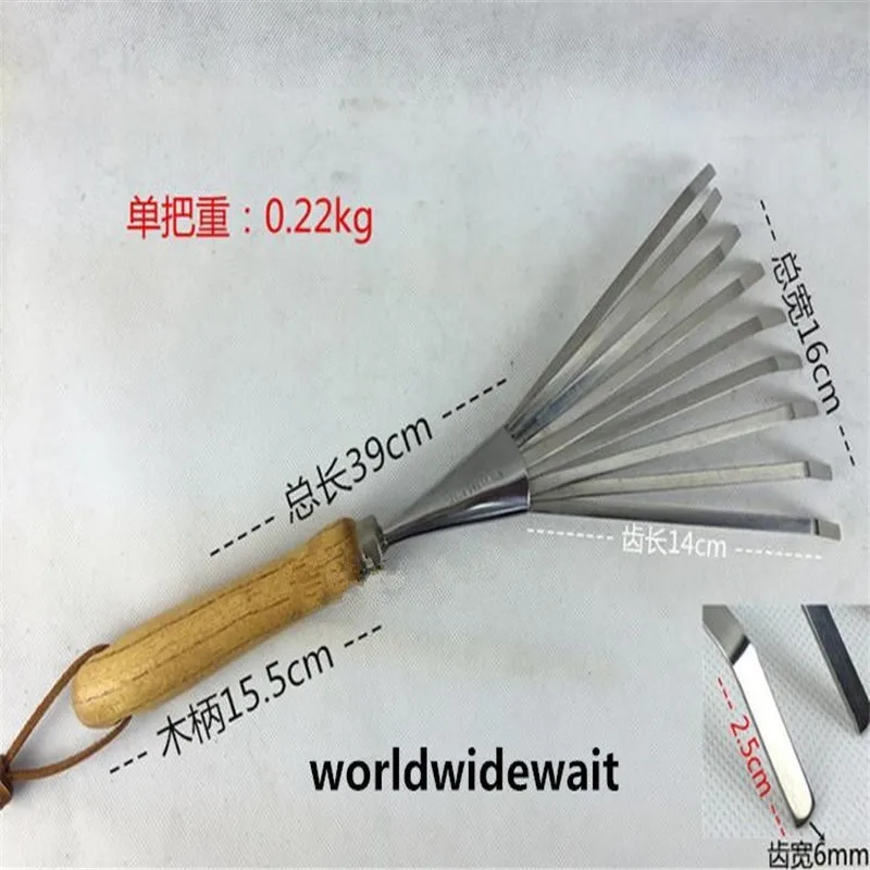 Stainless Steel Pitchfork Grass Rake Harrow For Fit Sweeping Leaves Garden Tool