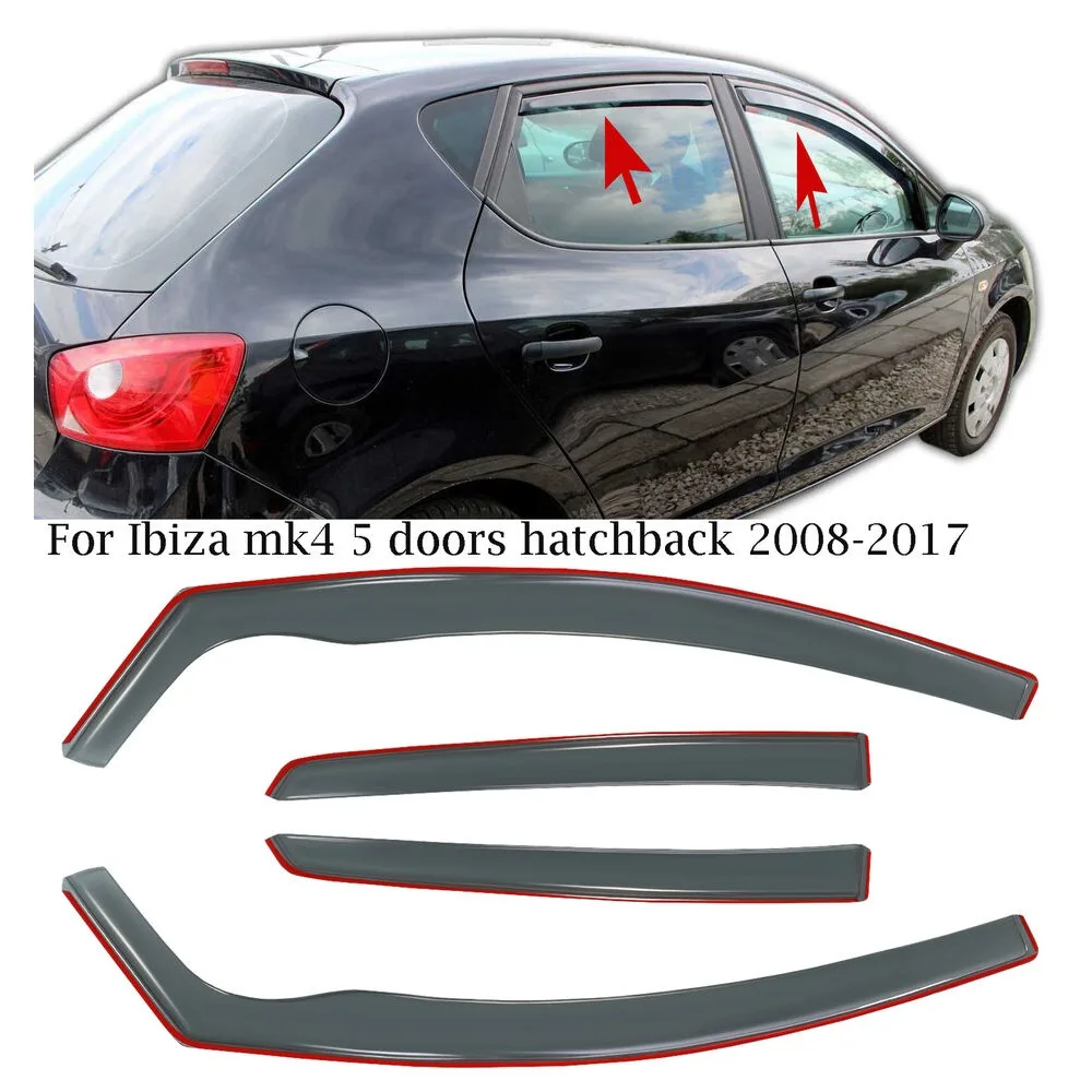 Fit Seat Ibiza Mk4 5 Doors Hatchback 2008-2017 Wind Deflectors 4 Pieces TINTED