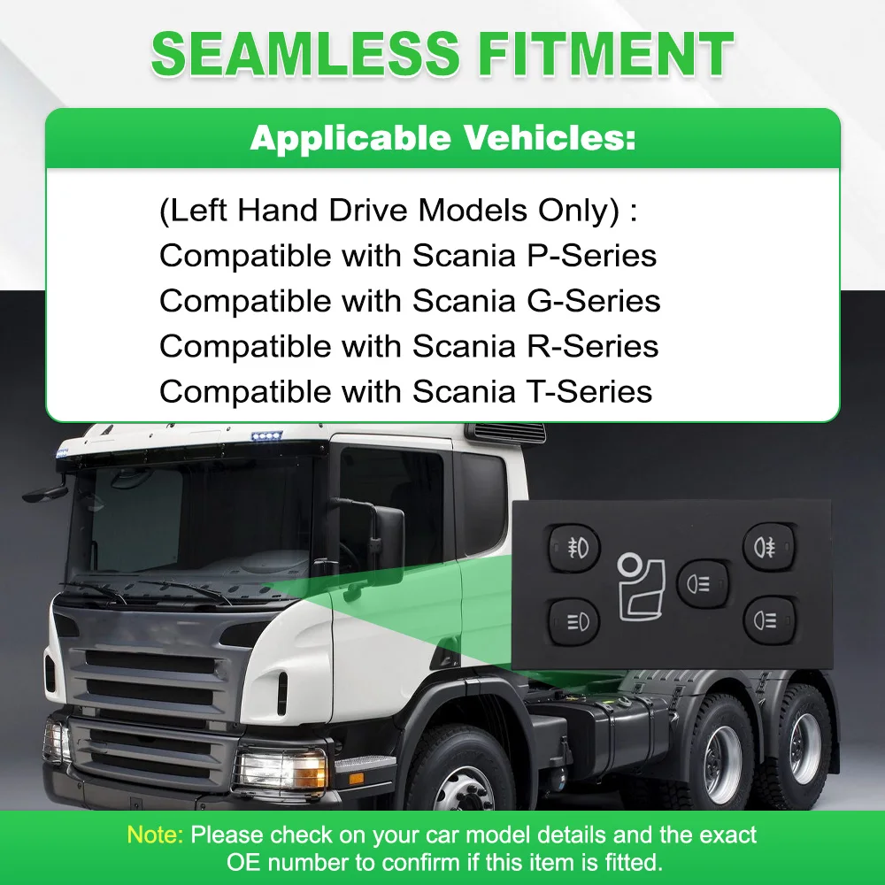 مفتاح ضوء الضباب والمصباح الأمامي 1900318 1507637 2091754 لسكانيا P G R T-Series بلاستيك أسود 9 دبابيس #4