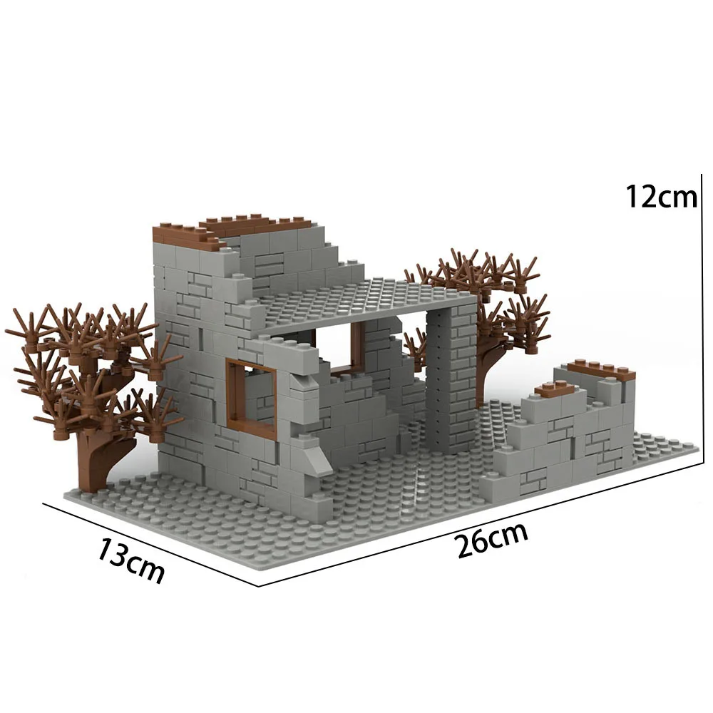 Blocs de Construction d'architecture militaire MOC WW2, ensemble de briques de Construction abandonnées pour champ de bataille pour garçons, passionné militaire