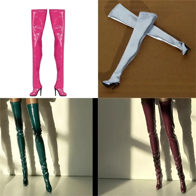 

1/6 Scale Female Action Figures Pointed High Heels Knee High Boots Shoes Model Fit FR2 Nu.face FR Poppy Parke Body Hobbies