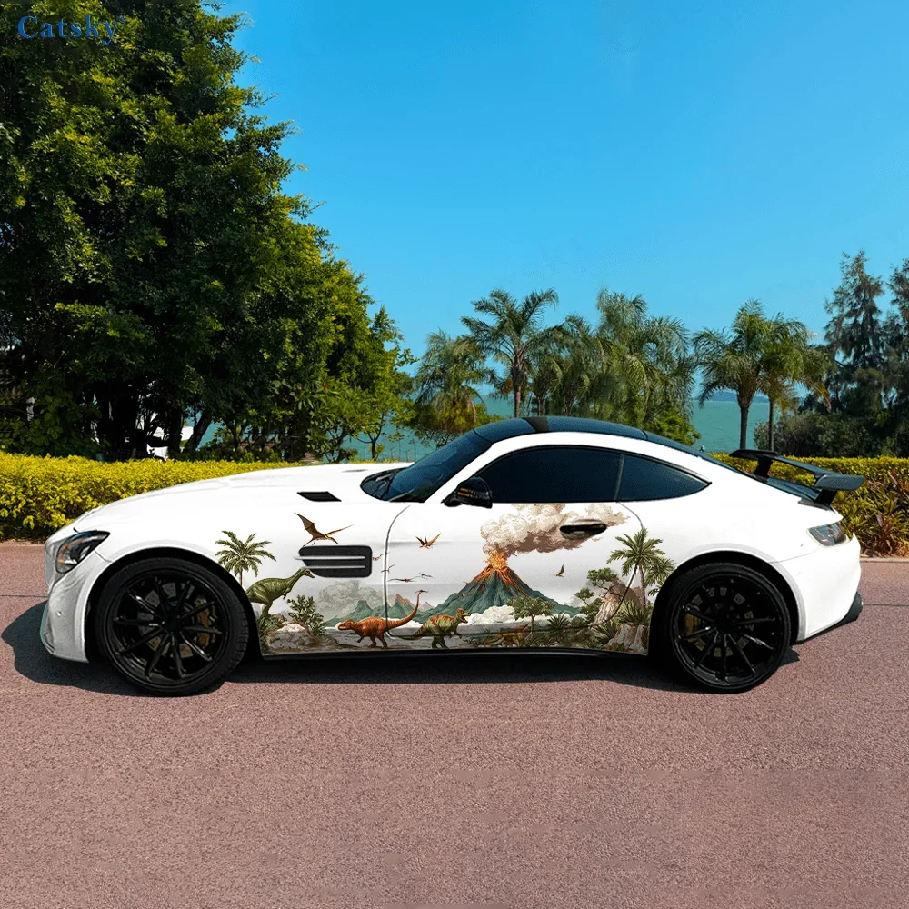 

Декор боковой наклейки автомобиля с изображением динозавра, водонепроницаемая, устойчивая к царапинам наклейка из ПВХ, защита автомобиля, автоаксессуары в подарок