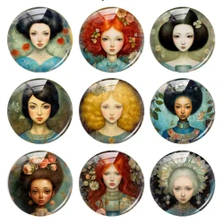 Handmade Flower Girl Photo Glass Cabochon Charms Flatback Demo Flat Back Cameo For Diy Jewelry Making Finding Accessories