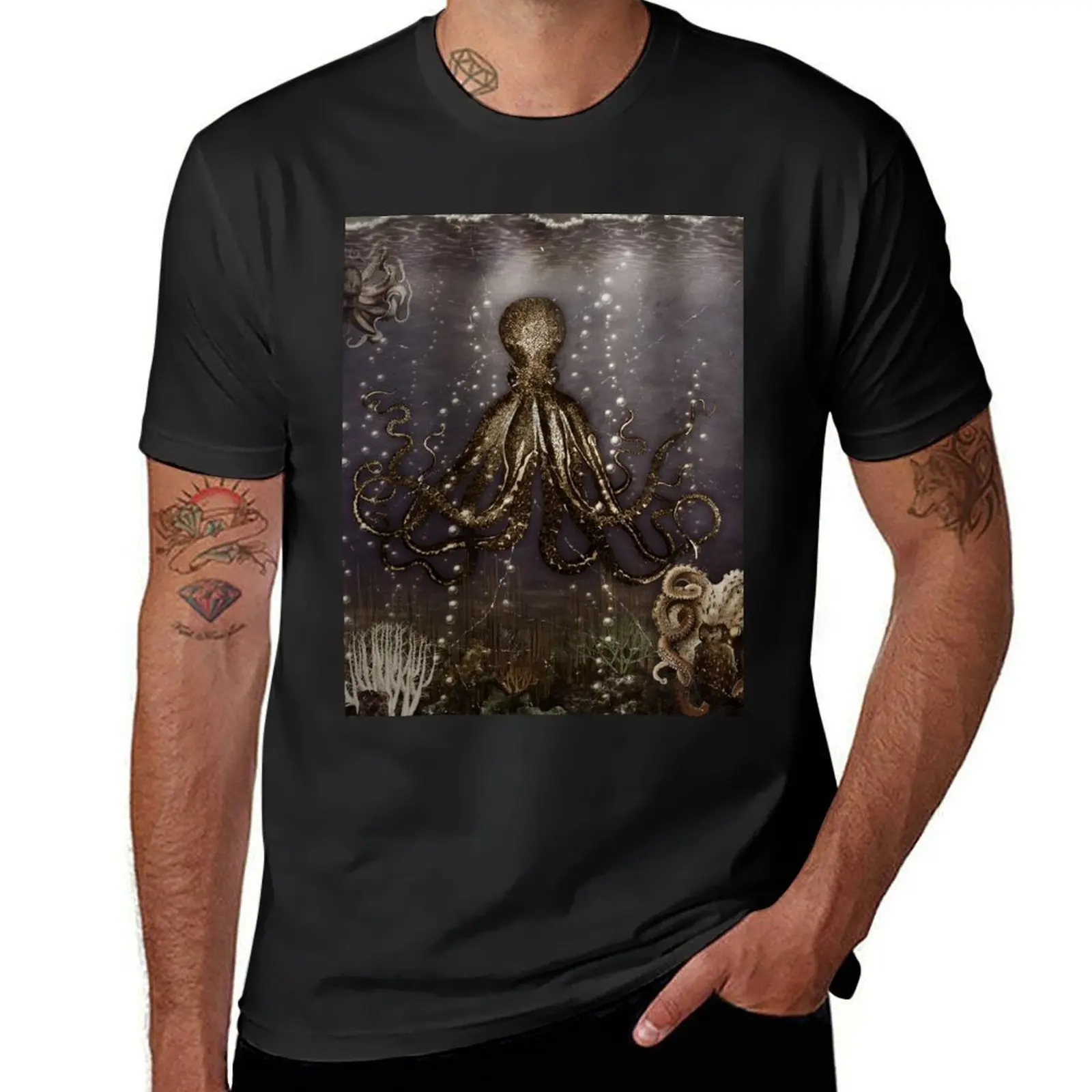 Octopus' lair - Old Photo T-Shirt Short sleeve tee vintage plus size tops tops mens cotton t shirts