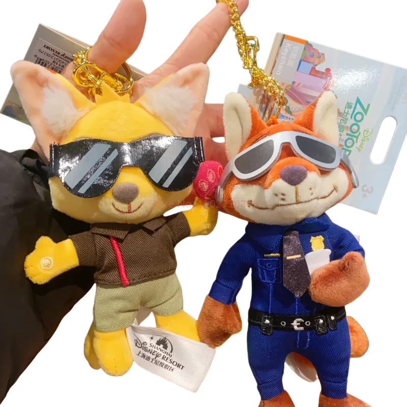 حقيقية ديزني Zootopia ضابط الشرطة النظارات الشمسية جودي ونيك فينيك قلادة دمية على ظهره حقيبة كتب المفاتيح قلادة هدية لعبة