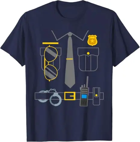 Polizisten-Kostüm Lustiges Polizisten-T-Shirt Y2k Persönlichkeit Einzigartige Geschenke Neuartige Fantastische Polizeikleidung mit Grafik – Detail 16
