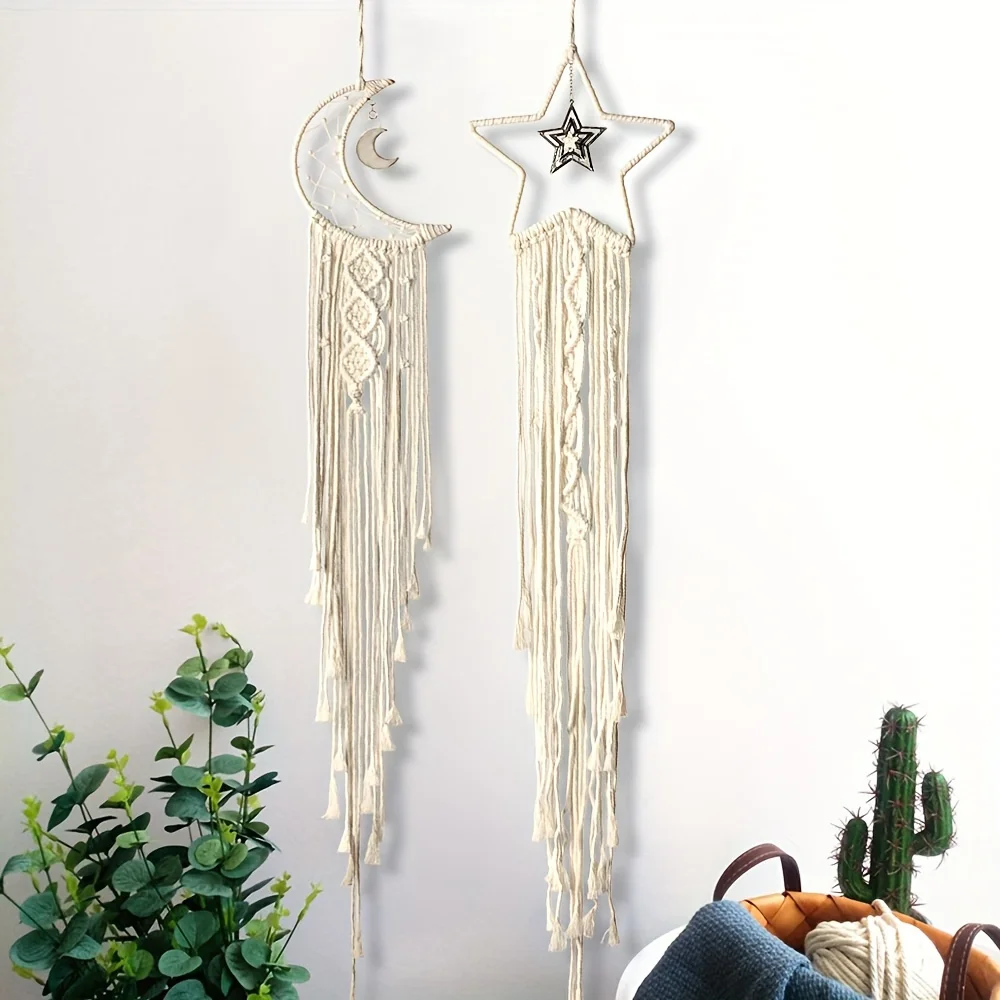 Dream Catcher, Bohemian  Star Dream Catchers, Handmade Dreamcatcher, Macrame Cotton Woven Wall Hanging  Decor for  Wedding Decor