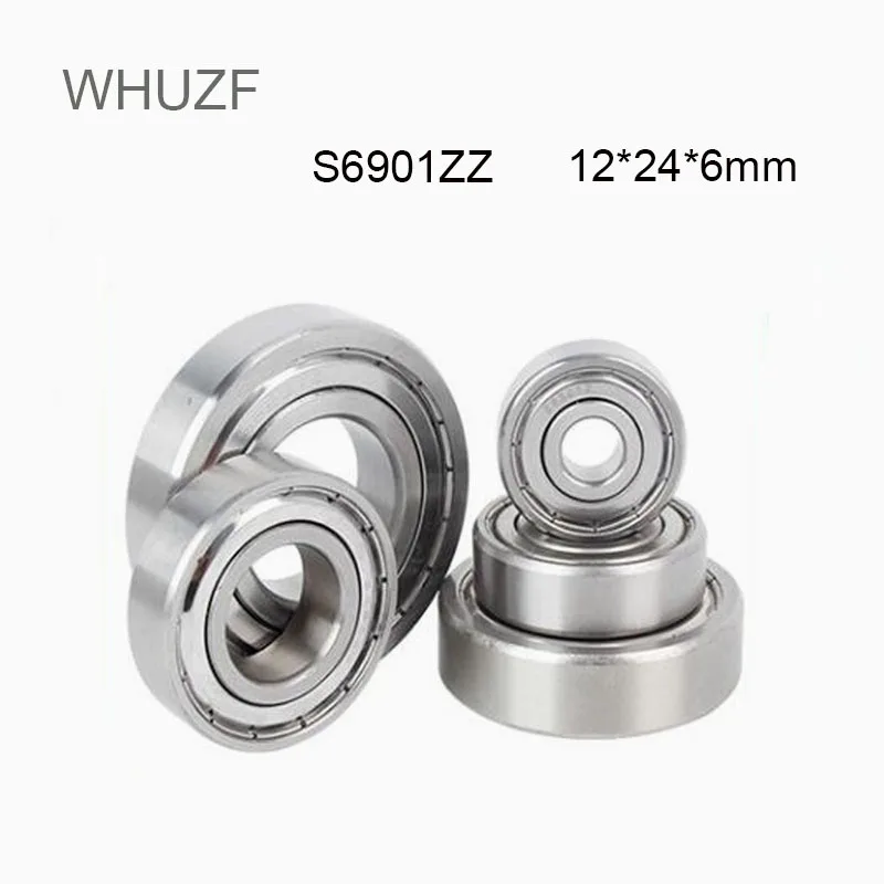 WHUZF Free Shipping S6901ZZ Stainless Steel Bearing 12X24X6mm ABEC-3 S6901ZZ Thin Section Deep Groove S61901 Ball Bearing 61901