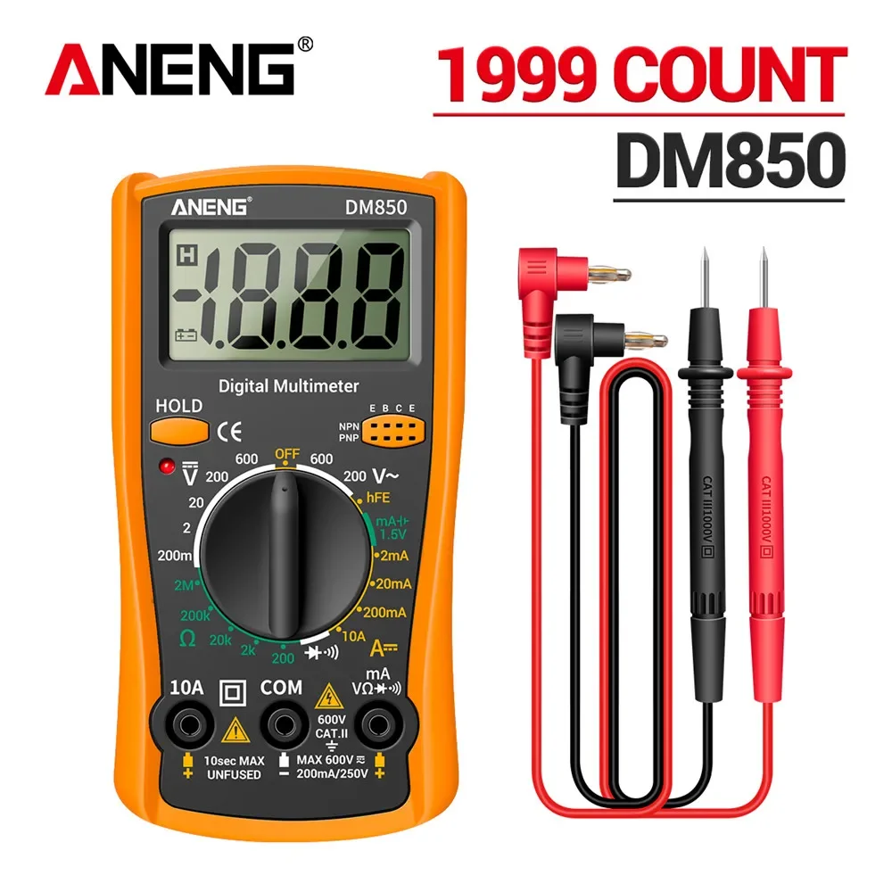 

ANENG DM850 Digital Multimeter Automatic Professional 1999 Counts Auto AC/DC Votage Tester Ohm Current Ammeter Detector Tool