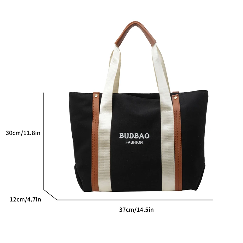 Large capacity canvas bag for women\'s 2024 new trend fashion casual shoulder bag summer commuting tote bag