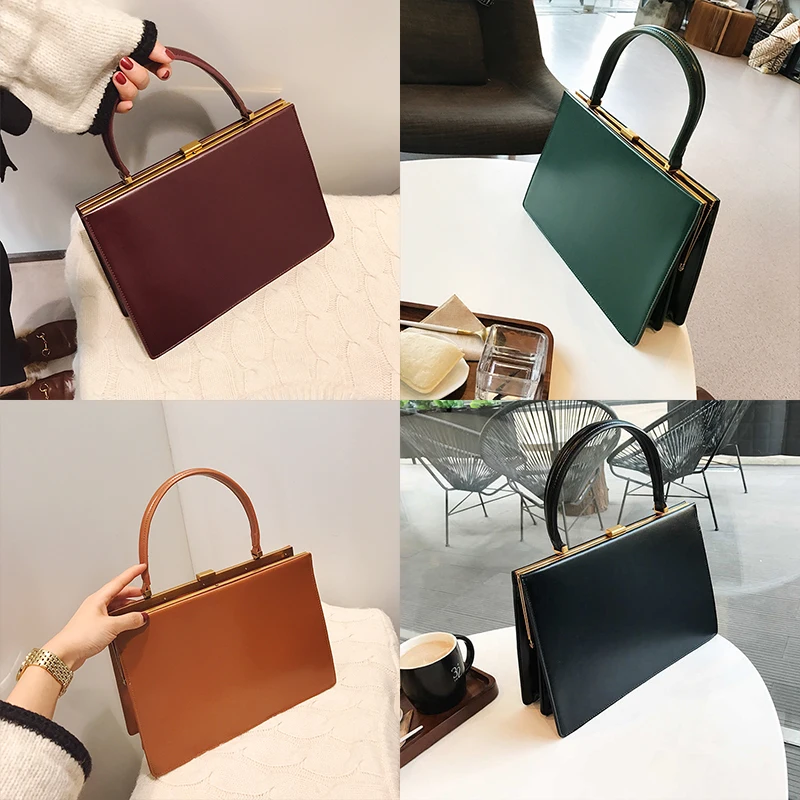 2023 Fashion vintage big clip women handbags designer casual female large capacity tote luxury pu leather handbag ladies purses