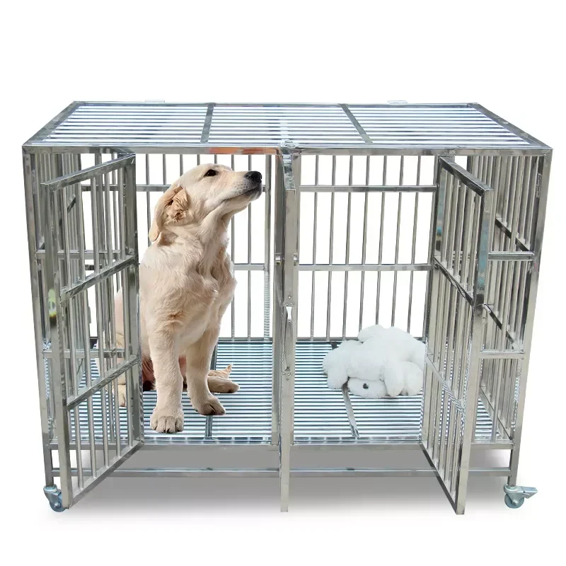 42 inch Stainless Steel Metal Design square plush indoor dog cage mesh pet kennel with  dog kennels large outdoor with roof