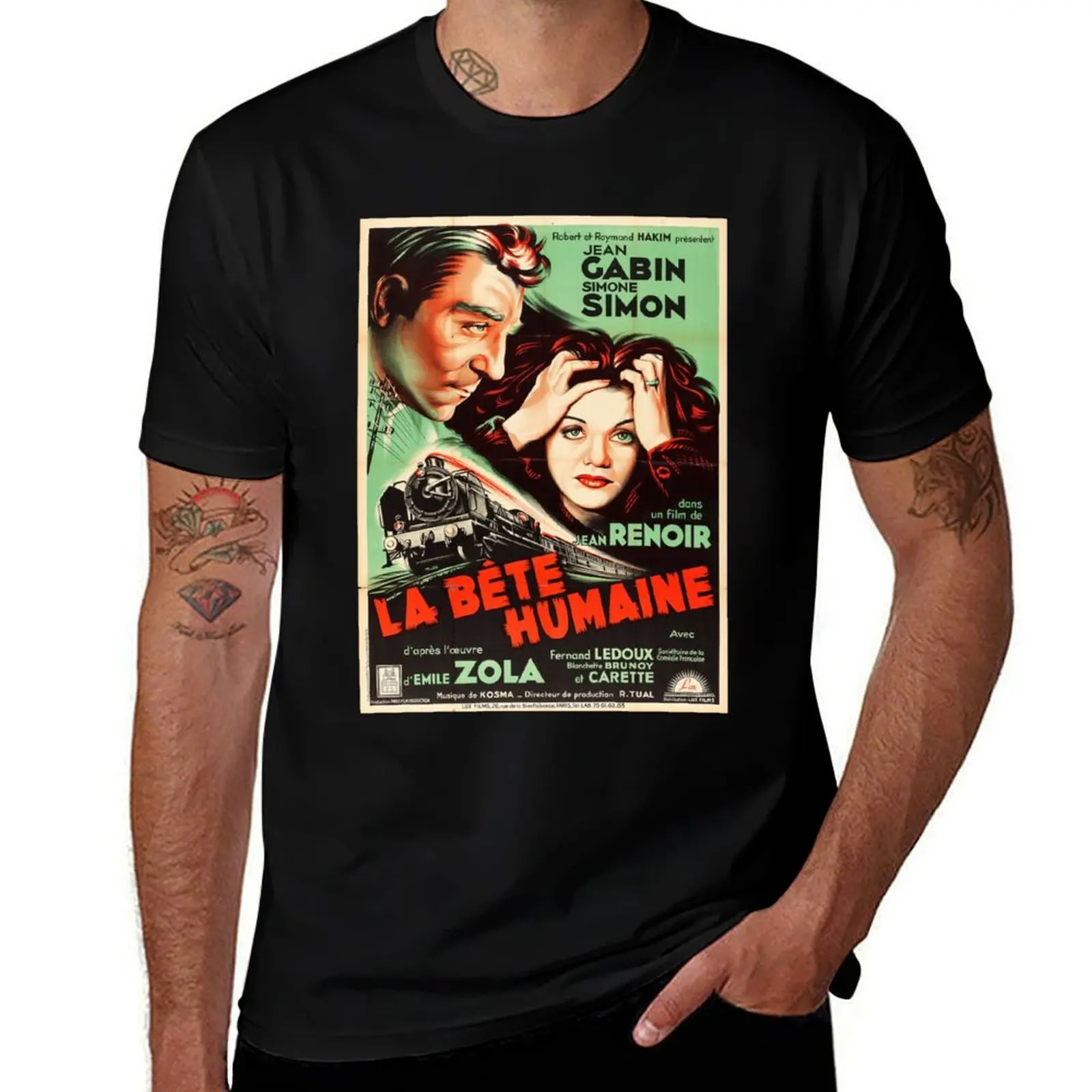 

La Bete Humaine, classic vintage French movie poster T-Shirt blanks boys whites anime shirts men