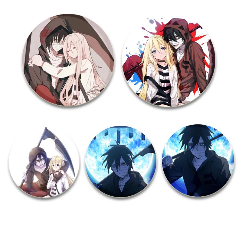32/44/58mm Anime Angels of Death Cartoon Style Badge Funny Brooches on Backpack Clothes Handmade Round Enamel Pins Decoration