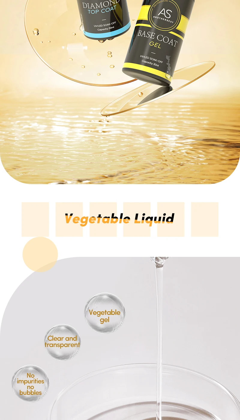 AS 30 ml Basisgel, kein Abwischen, Decklack, mattierter Decklack, Nagelkunst, Soak Off UV-Gel-Nagellack, Maniküre, funktioneller Gel-Lack mit harter Dicke – Detail 8
