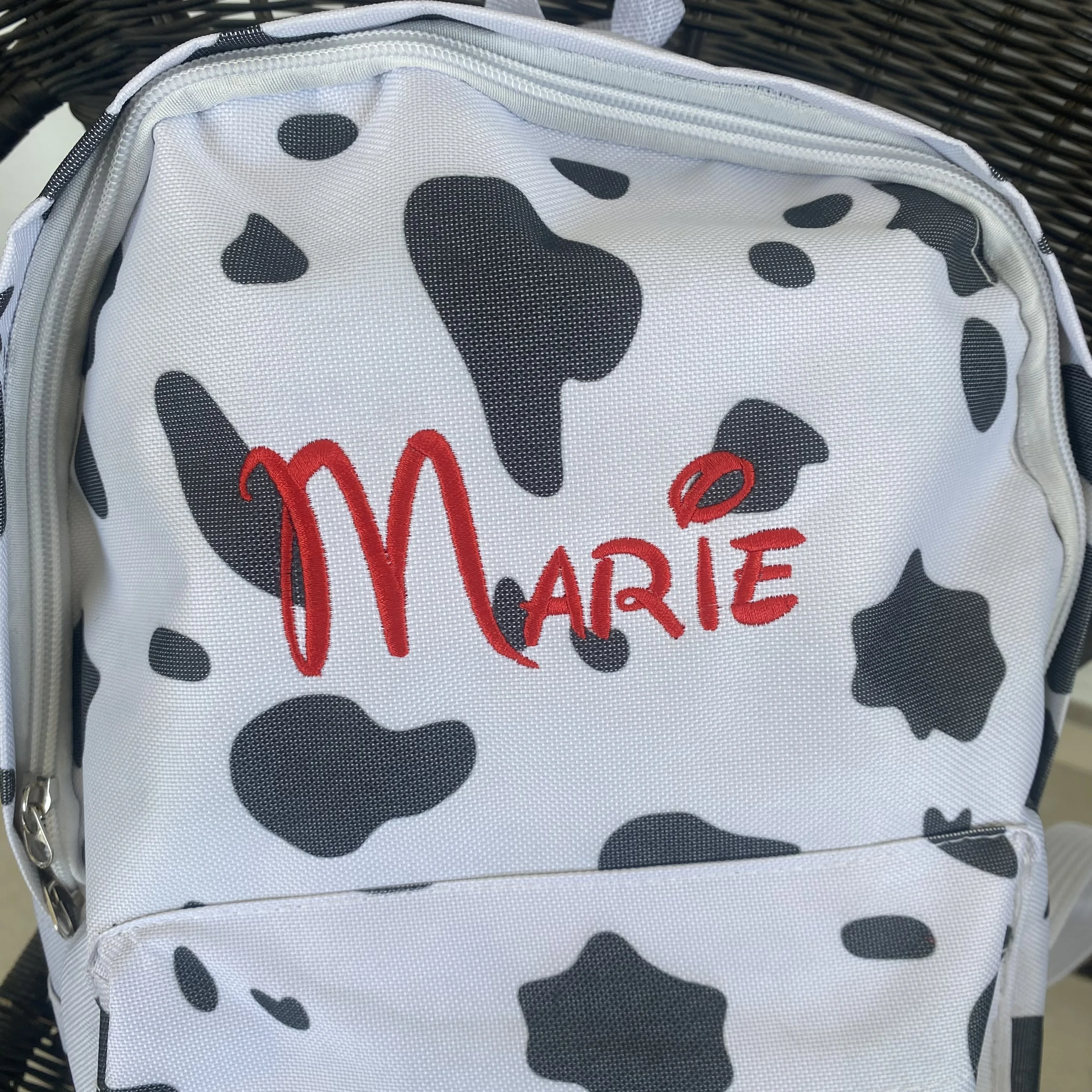 Large Capacity Cow Backpack, Personalized Oxford Cloth Backpack, Student Backpack With Embroidered Name, Leisure Travel Backpack