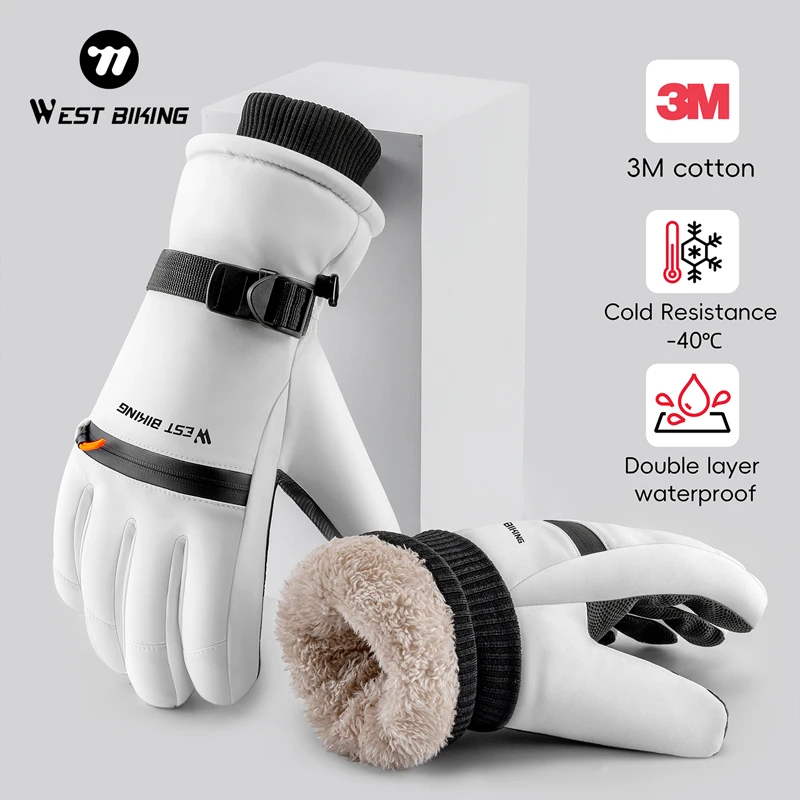 

WEST BIKING Winter Ski Gloves Outdoor Thermal Touchscreen Gloves Sports Cycling Running Skiing Men Women Waterproof Warm Gloves