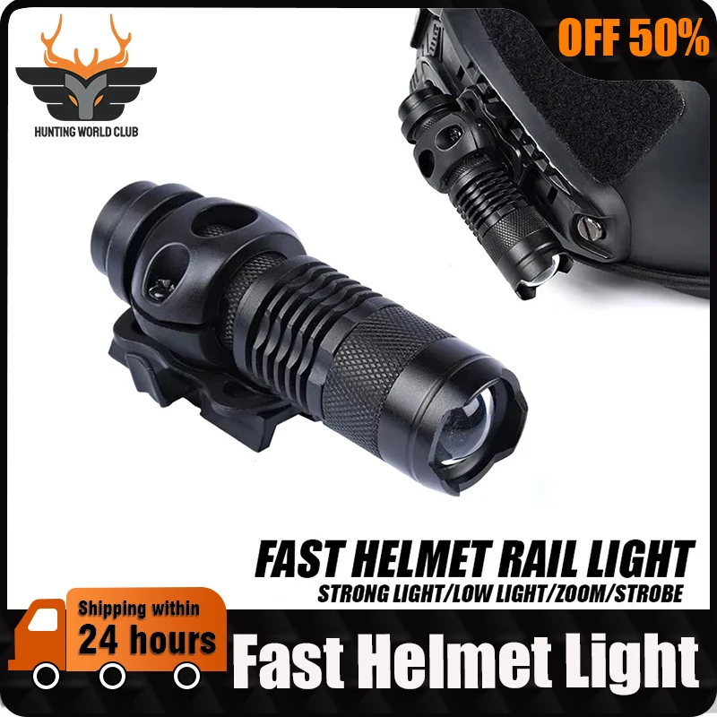 Tactica WADSN Hunting Scout Mini Flashlight Fast Helmet Strobe Light White LED Spotlight Constant Momentary Output Fit 20MM Rail