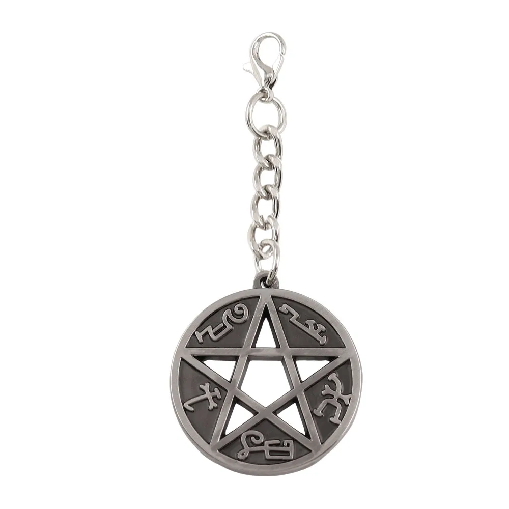 Supernatural Teufelssperren-Schlüsselanhänger Gotisches Sigil Dämonen-Pentagramm-Symbol Okkultes Ausgehöhltes Schlüsselring Dunkles Esoterisches Geschenk für Goth-Fans – Detail 1