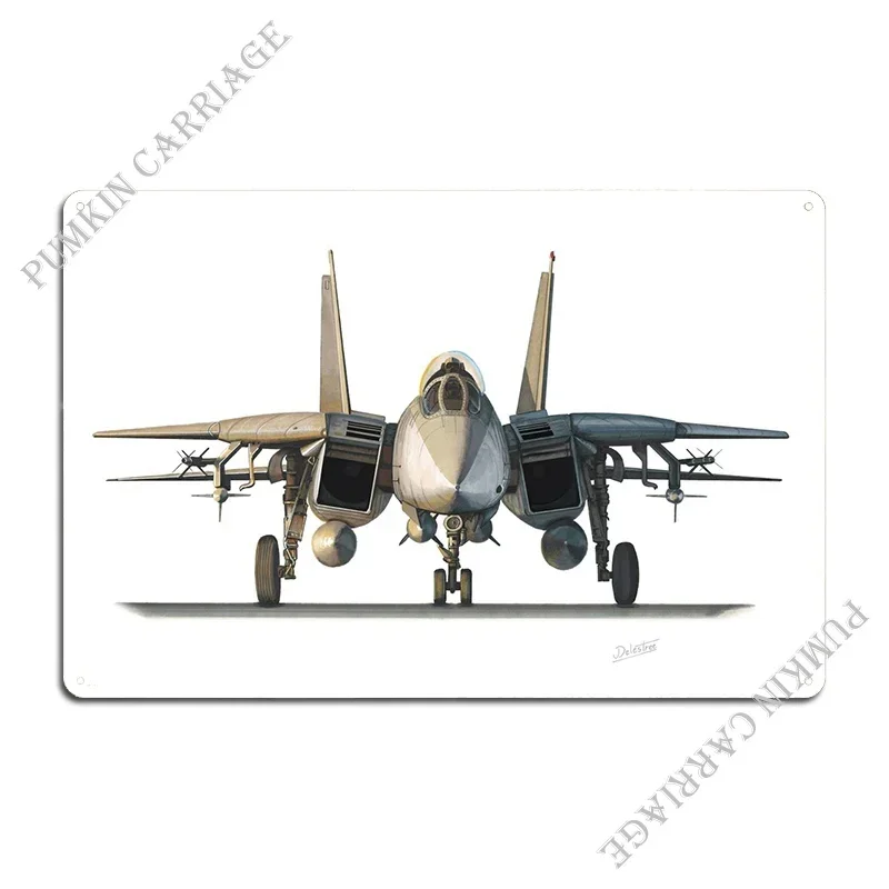 F14 Tomcat Illustration Metal Sign Club Customize Printing Pub Cinema Tin Sign Poster