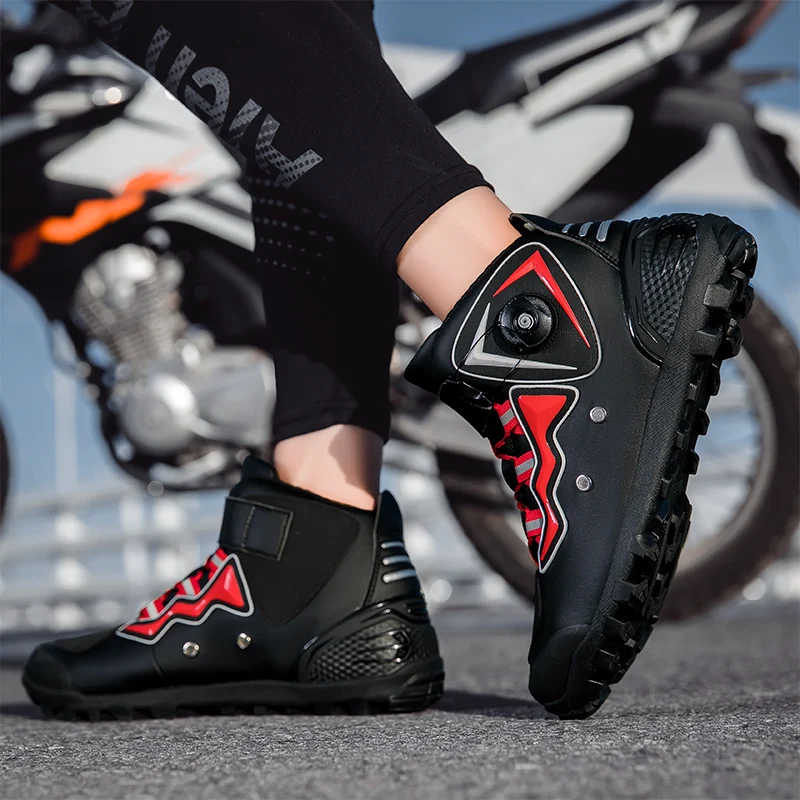 Casual motorcycle shoes unisex motorcycle sports shoes non-slip waterproof high-top racing shoes riding shoes