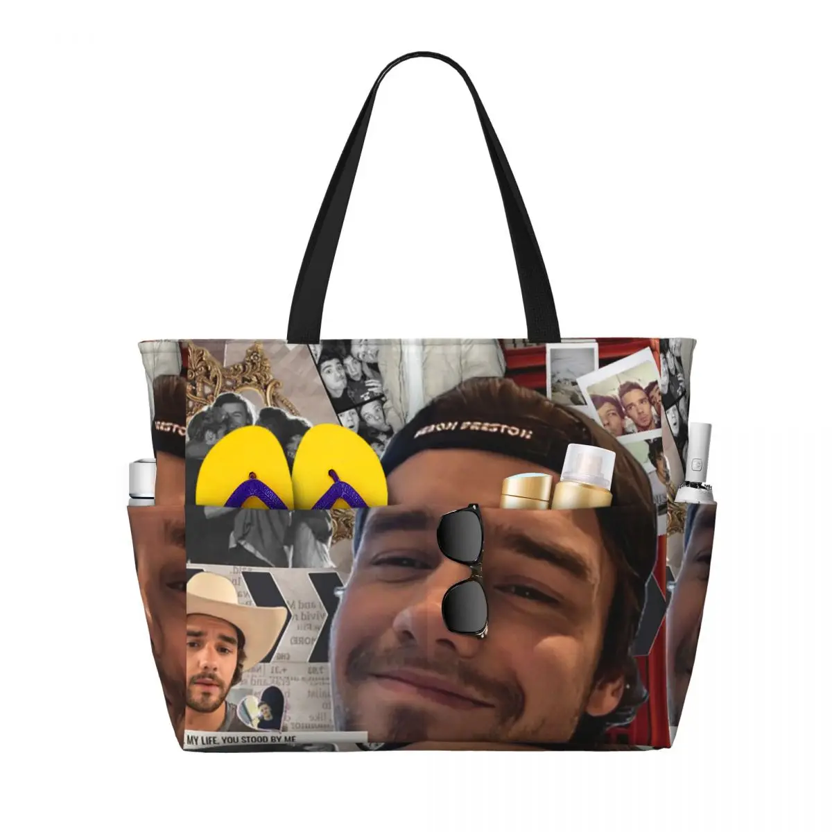 

Liam Payne Photo Collage Beach Tote Bag Sport Gym Yoga Duffle Large Tote Bag Women Travel Bag Fitness bag