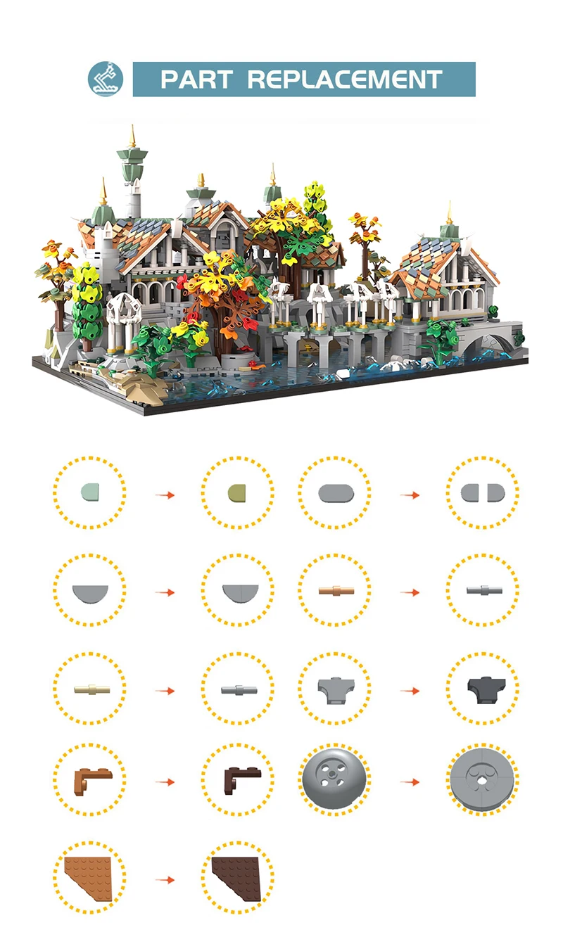 Lordes Rings Rivendells Castle Building Blocks Sets Creative House Bricks Building Kits Architecture Model Toy Christmas Gifts