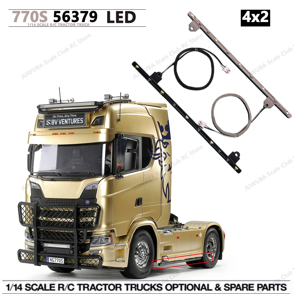 RC Truck LED Side Skirt Lights Lamp Bar for 1:14th Scale Tamiya Tipper SCANIA 770S 4X2 56379 Model Car DIY Parts Toys