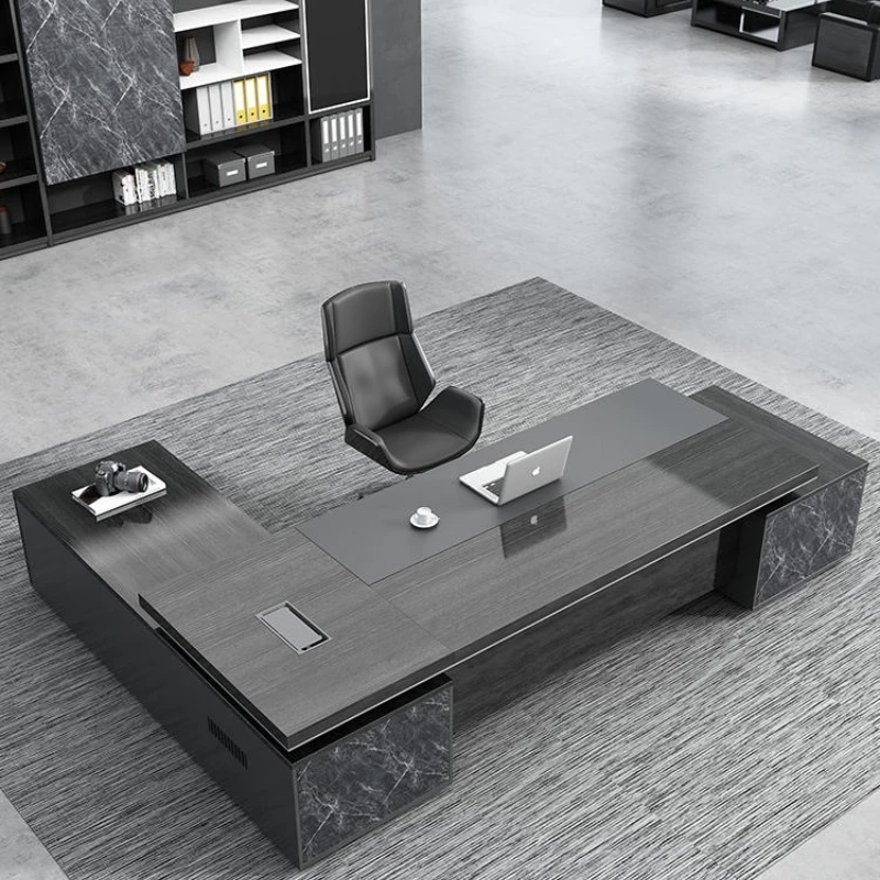 

Unique Boss Desk Simple Modern Black Double Cabinet Manager Desk Chair Executive Reception Escritorio Gaming Office Furniture