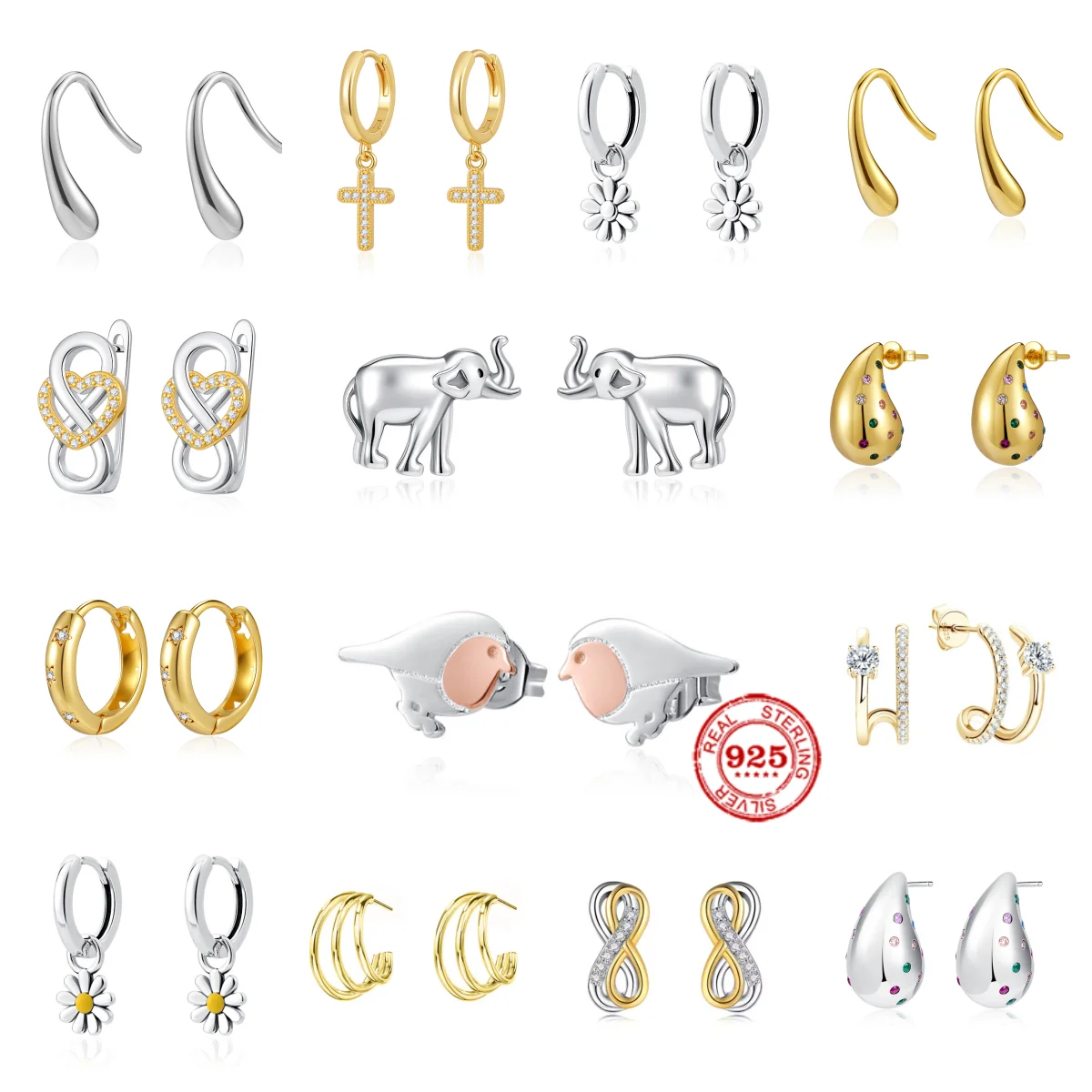 

Новые серьги-крестики из стерлингового серебра 925 пробы с позолотой, модные украшения для женщин, на каждый день, для вечеринок, подарок, 2026 год