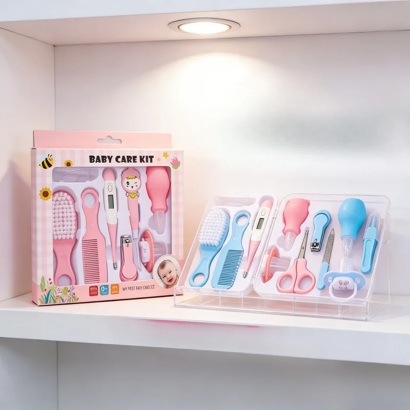

12-комплектный набор для ухода за ребенком, набор для ухода за младенцами и расческой-щеткой, машинка для стрижки ногтей, предметы первой необходимости для новорожденных