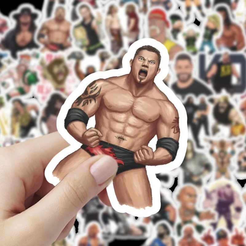 60pcs WWE Wrestling Cartoon Stickers Suitcase Water Cup Stationery Mobile Phone Scooter Laptop Refrigerator Decoration Stickers