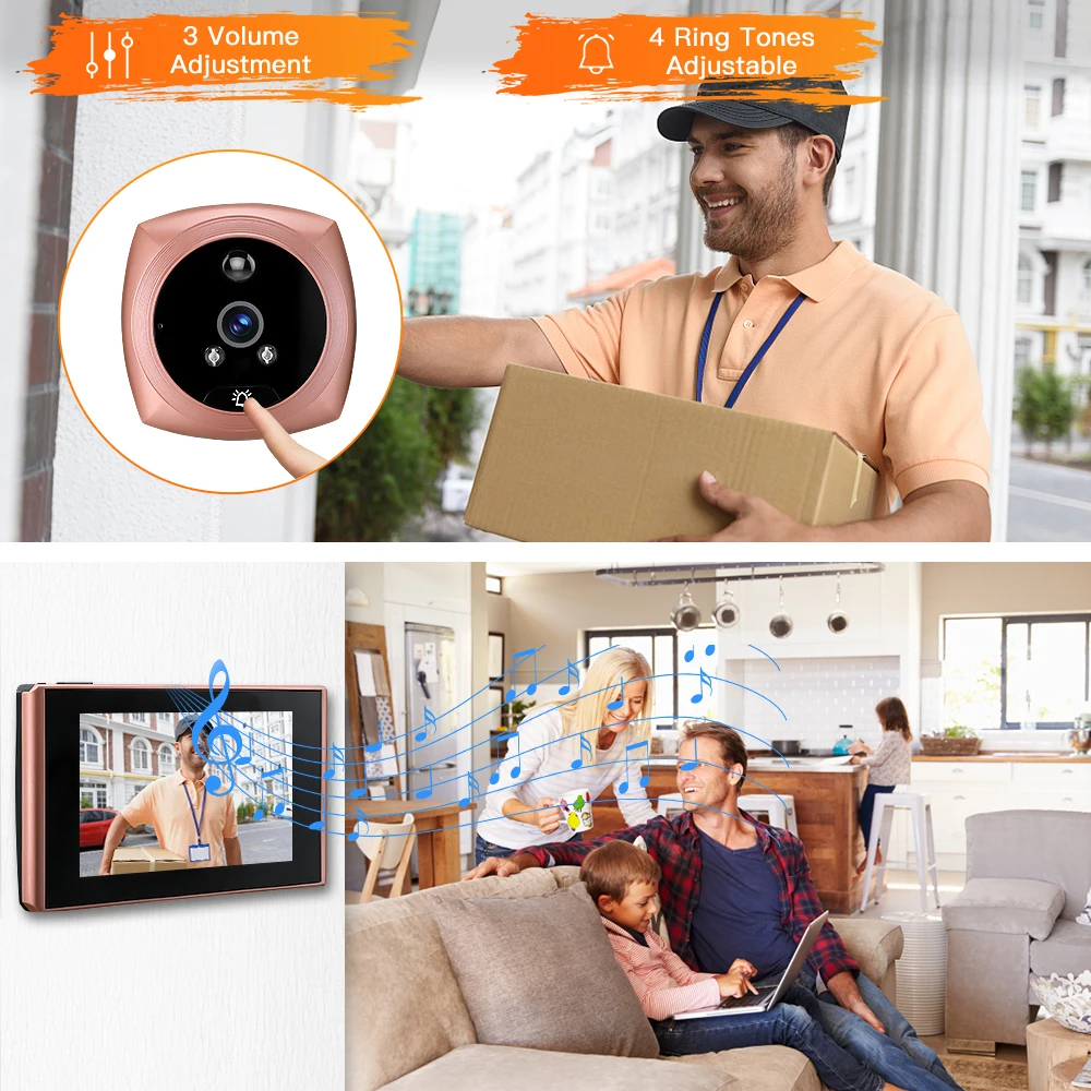 Elecpow nuovo 4.5 pollici 1080P Smart Home spioncino campanello telecamera visualizzatore porta PIR visione notturna a infrarossi Monitor di