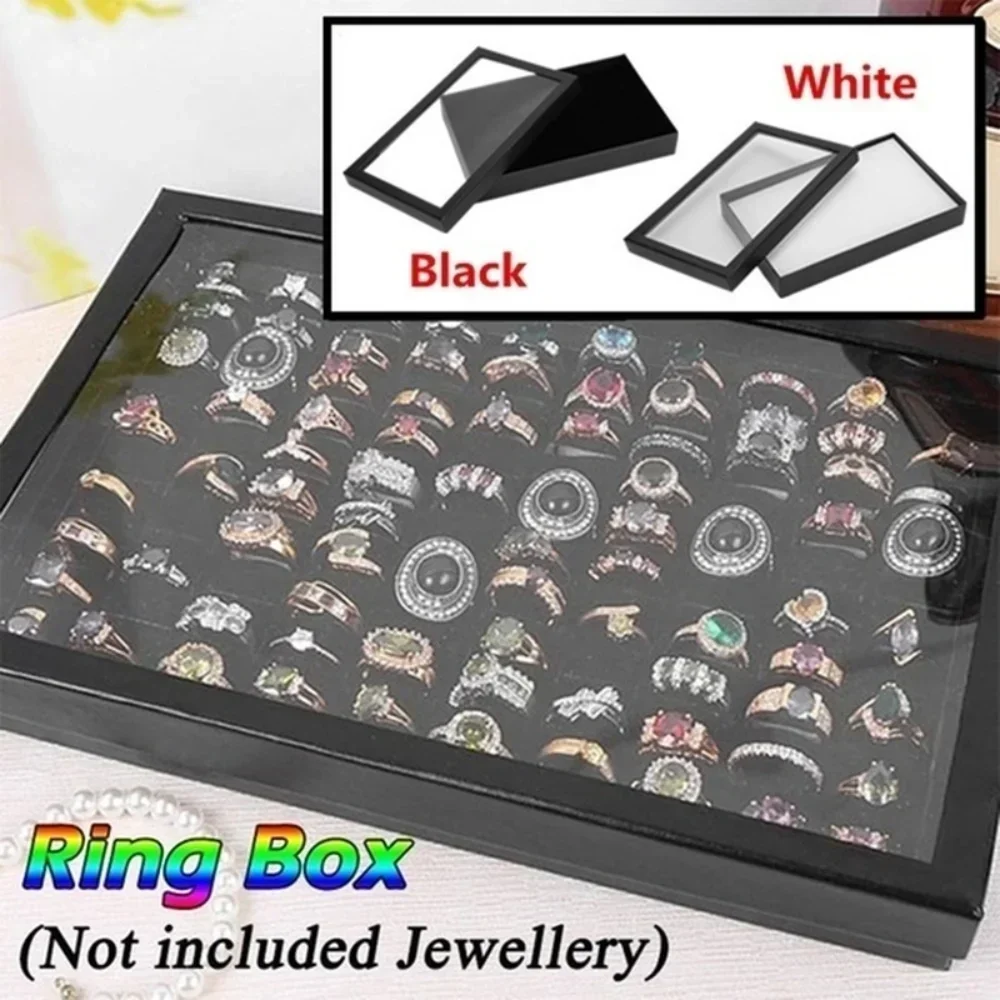 Fashion Simple 100 Slots Rings Display Stand Storage Ring Box Jewelry Organizer Holder Show Case Casket Containers Accessories