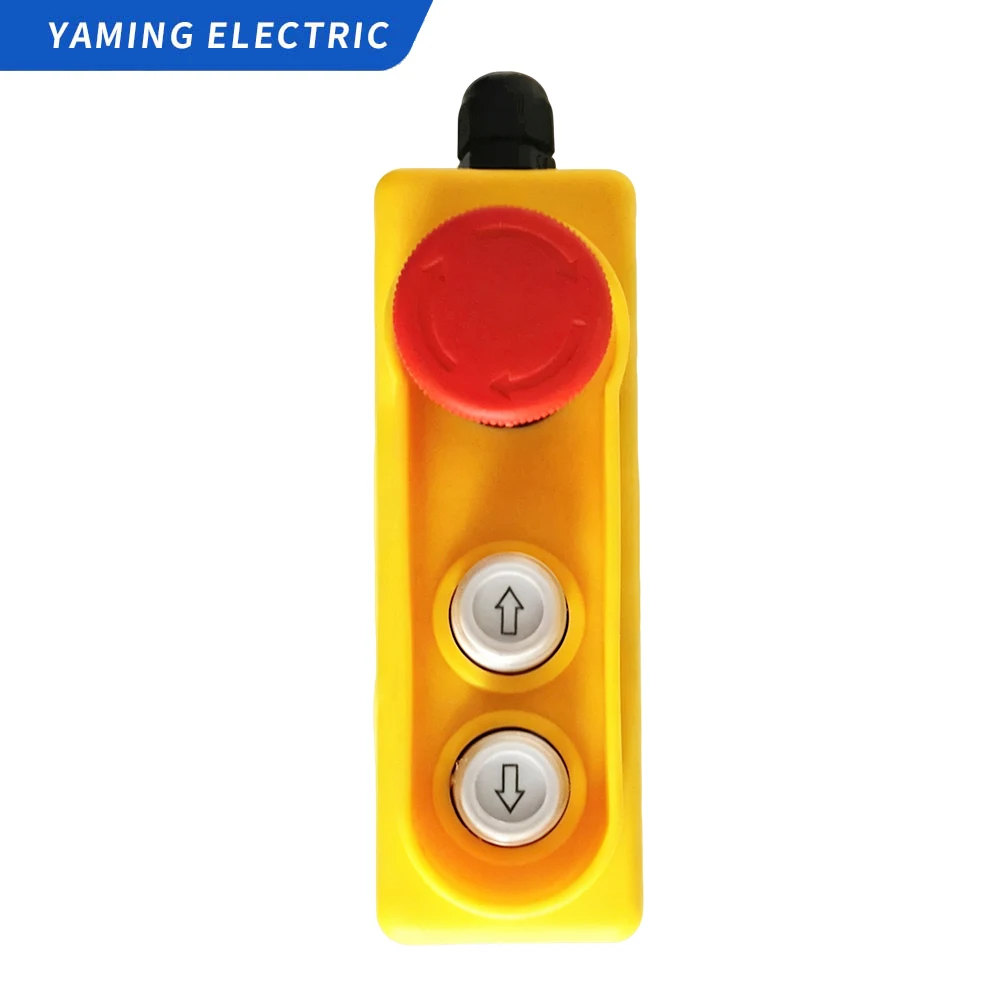 Crane Hoist Push Button Switch Up/Down Two Direction Control With Emergency Stop Waterproof Lifting Hand Pendant Station