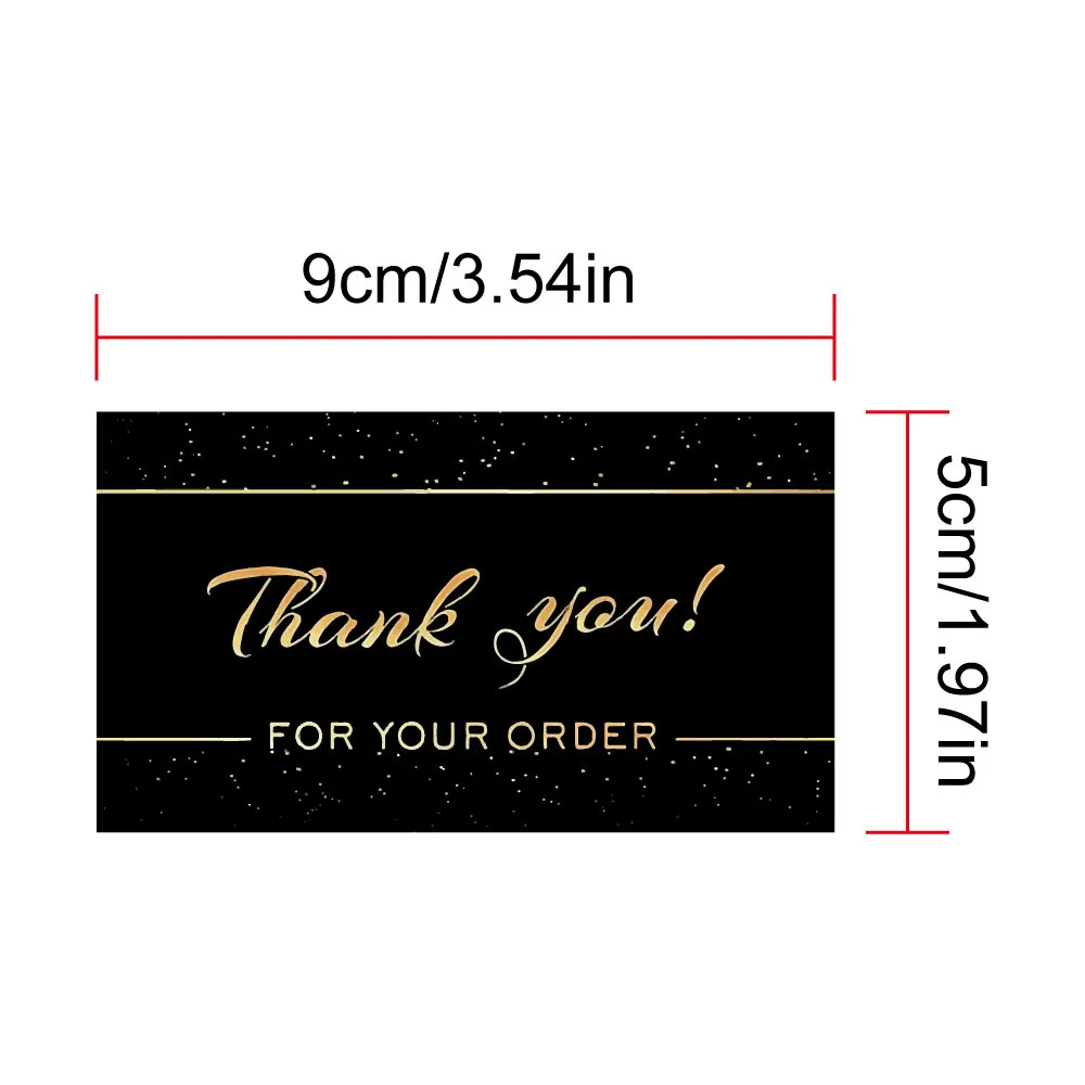 50PCS 9X5CM Black Matte Gold Thank You Cards For Small Business Gift Boxes Decoration Greeting Labels Jewelry Packing Supplies