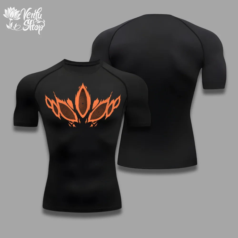 

Anime peripheral men's fitness short sleeved abdominal exercise shaping breathable quick drying training short sleeved T-shirt