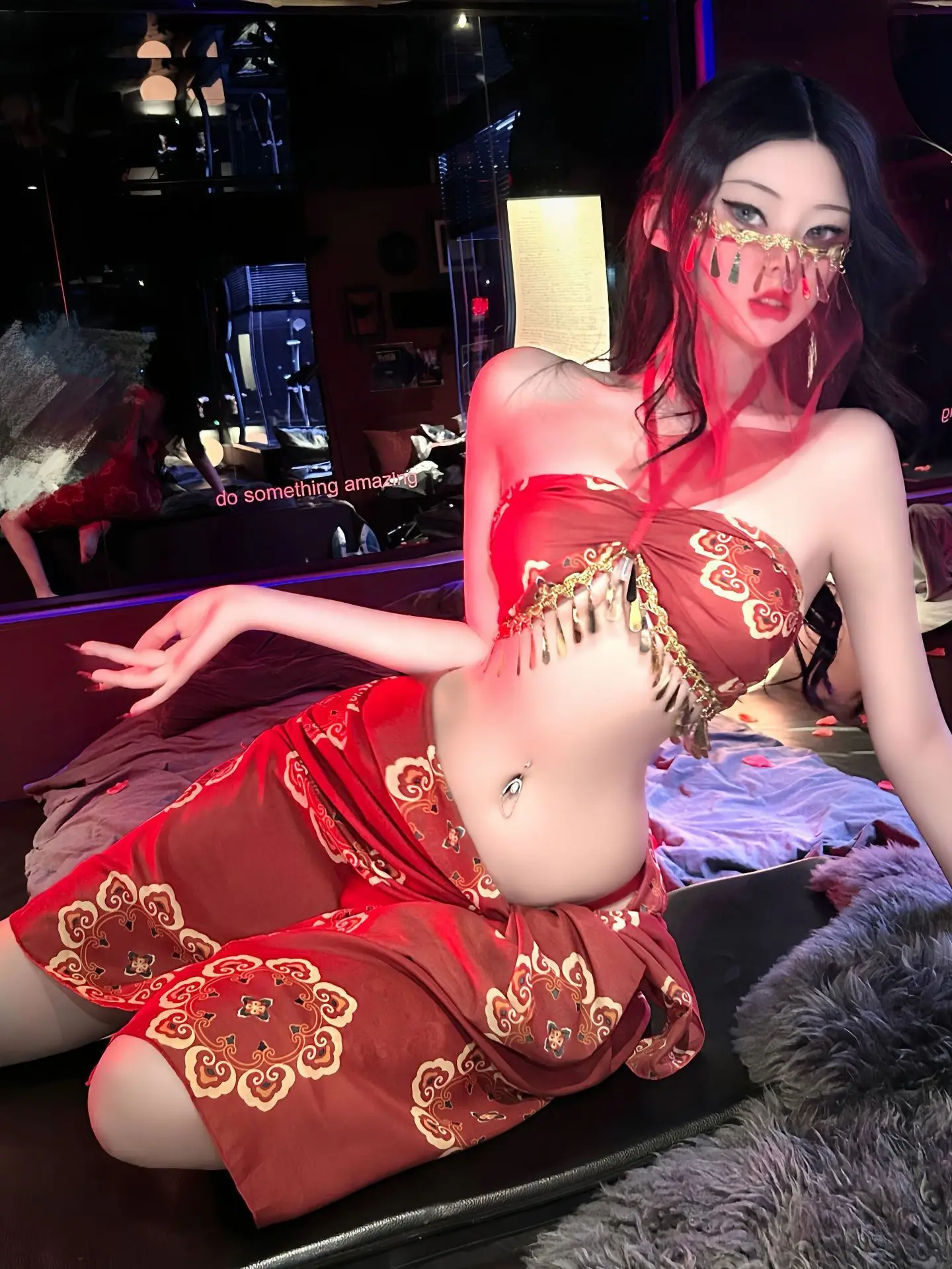 Exotic Sexy Lingerie Flying Dance Concubine Exotic Hanfu Gold Plated Transparent Dress Elegant Fashion Sexy Korean Top 703Z