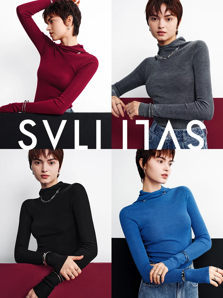 

Seamless Tianyi Series Biella Yangzi Wool High Neck Seamless Knitted Inner Wear Hoodie Casual Style Slim Fit Long Sleeve Wome...