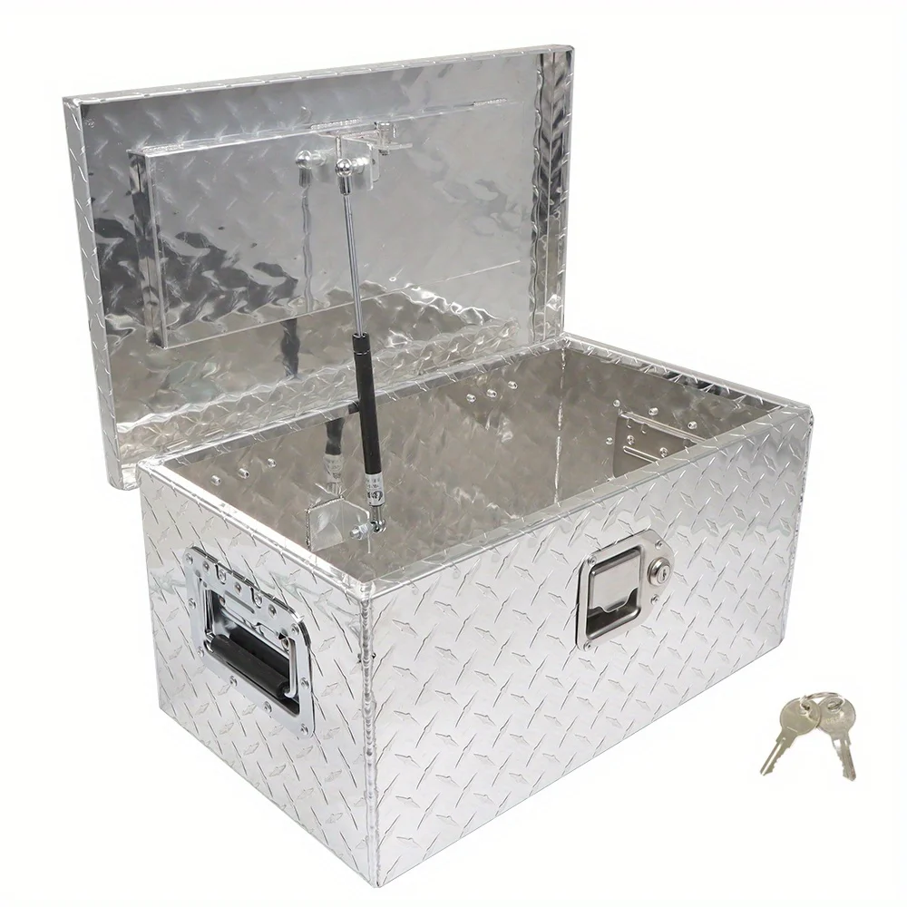 

Stash 20 Inch Silver Aluminum Diamond Plate Tool Box Organizer With Lock Key