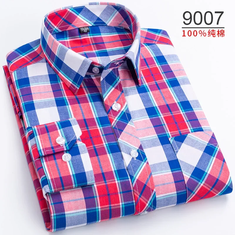 2023 spring and autumn new style young and middle-aged men\'s pure cotton long-sleeved shirts fashionable plaid casual non-iron