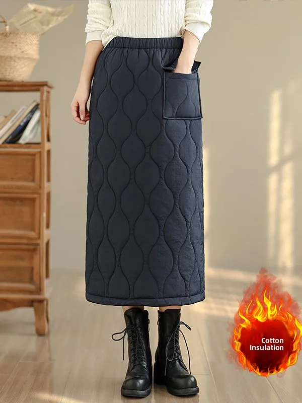 

Хлопковая юбка с запахом Thiened down, женская зимняя теплая юбка большого размера средней длины с запахом и ket Busin Casual Sle