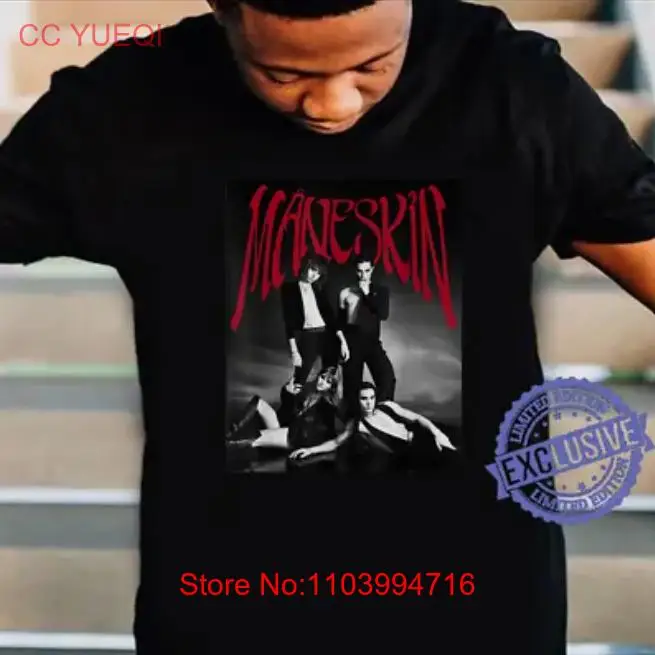 Maneskin Vintage Short Sleeve Cotton Black Full Size Men Women Shirt