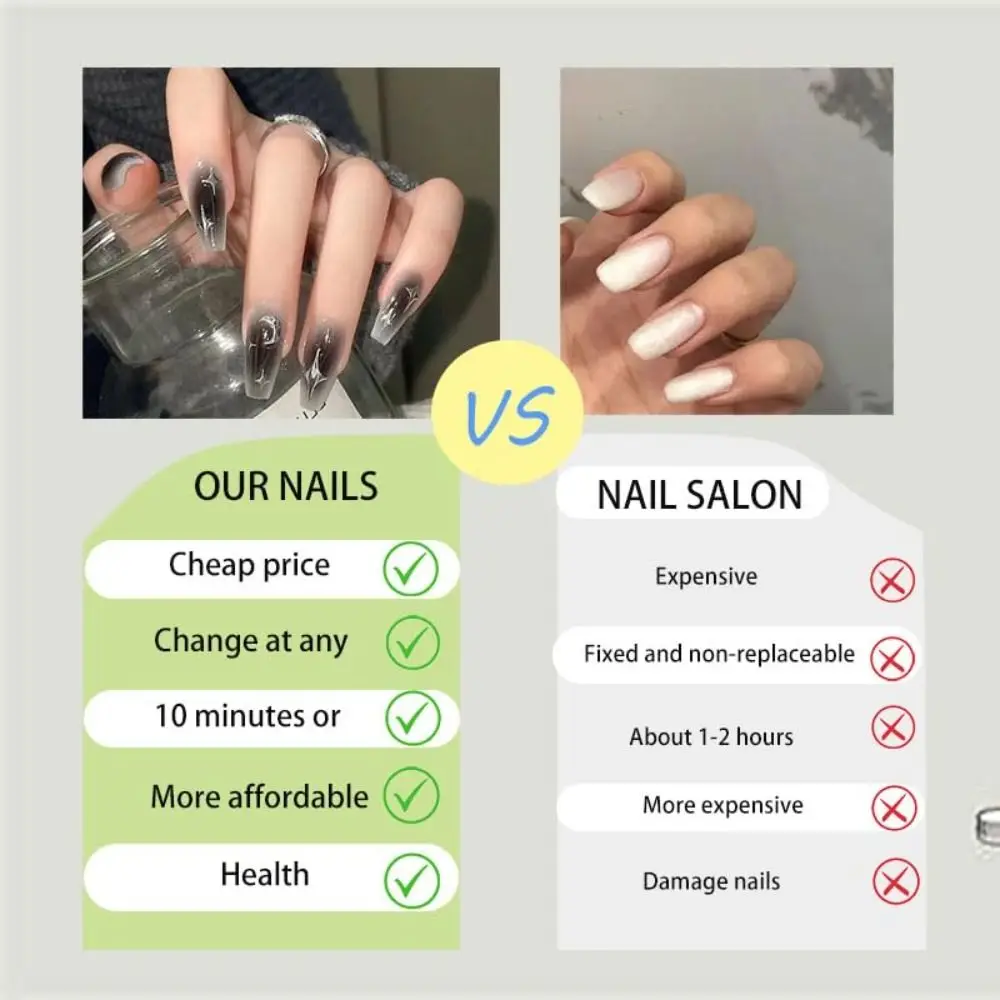 Manicura desmontable, uñas postizas, gradientes cuadrados, prensa en las uñas, fácil de usar, cobertura completa de puntas de uñas para mujeres y niñas