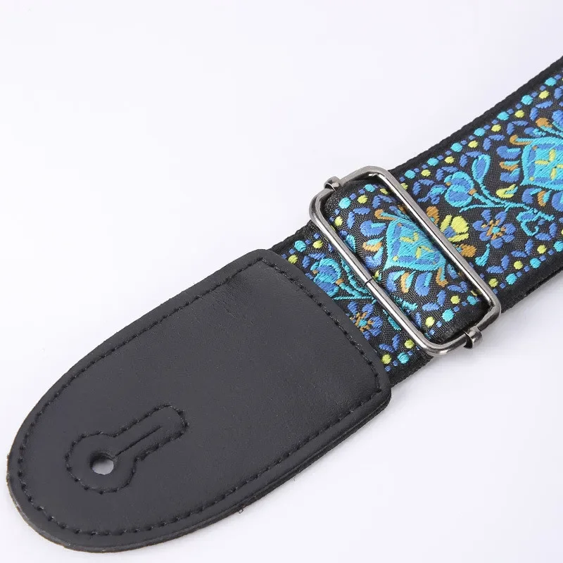 Vintage Ethnic Style Embroidered Print Guitar Strap Adjustable Strap for Folk Electric Guitar Bass Ukulele Guitar Accessories