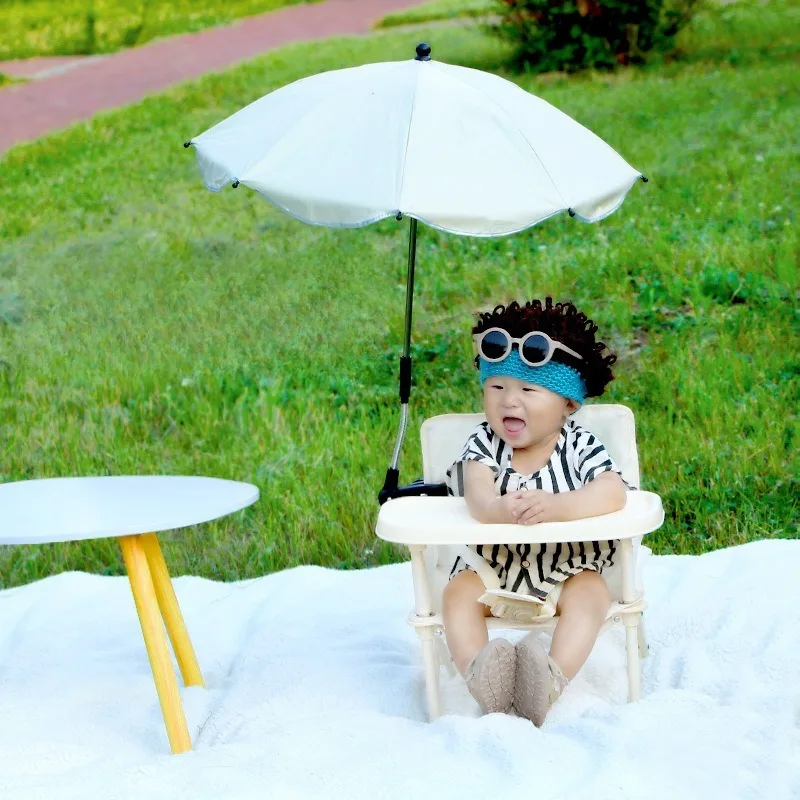 Baby Outdoor Beach Chair with Umbrella Backrest Pocket Seat Belt Foldable Toddler Feeding Seat   for Dining Table Camping Dining view 2