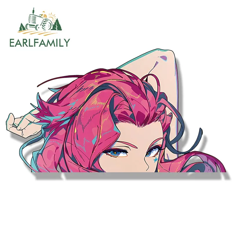 EARLFAMILY Singer Seraphine Fanart Car Sticker Cartoon Anime Girl Sketch Waifu Decal JDM Gothic Peeker Stickers Car Styling view 3