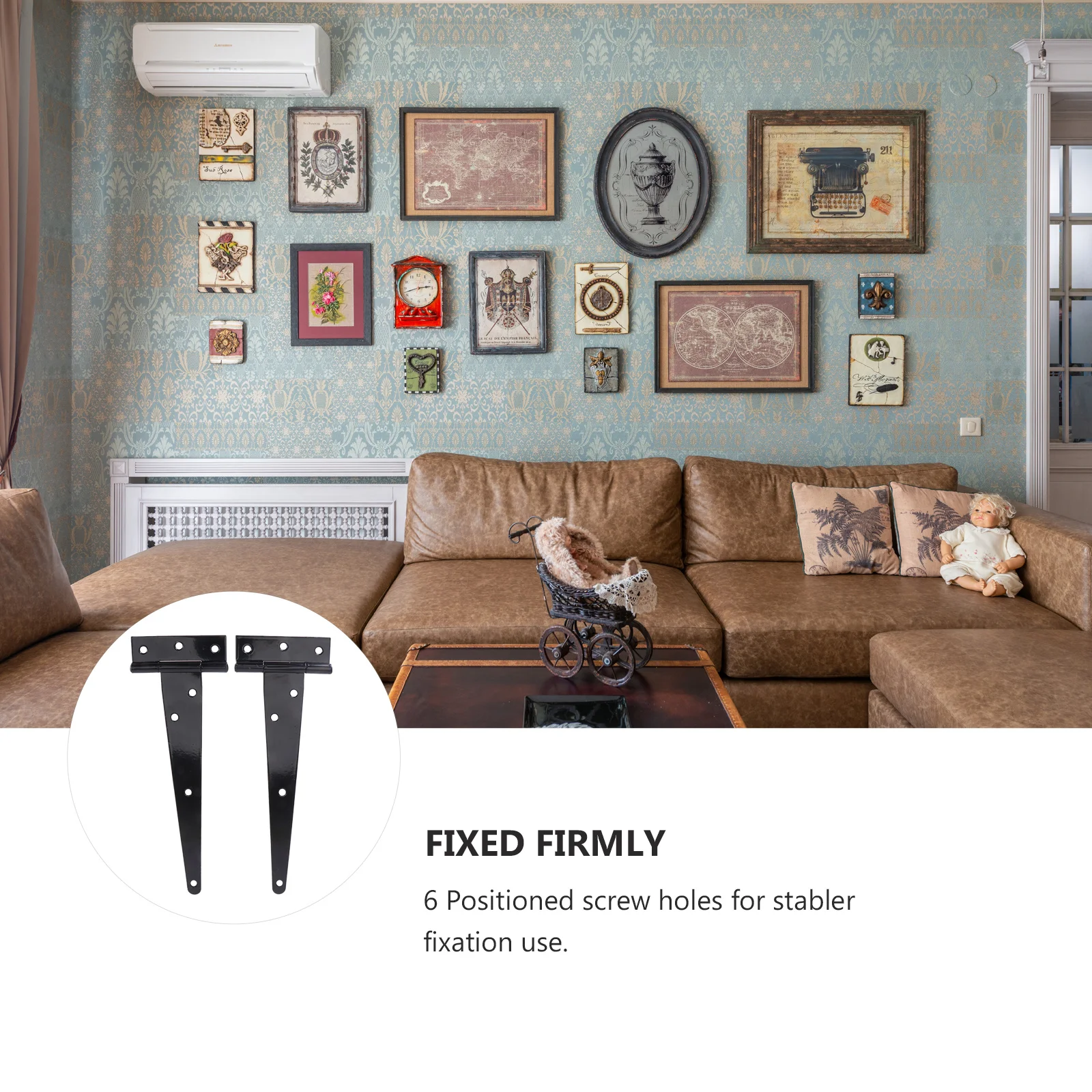 

2pcs 8 Inches T Shape Hinge Galvanized Iron Heavy Duty Gate Hinge For Door Cabinet Furniture 6 Hole Mounting Hardware Accessory