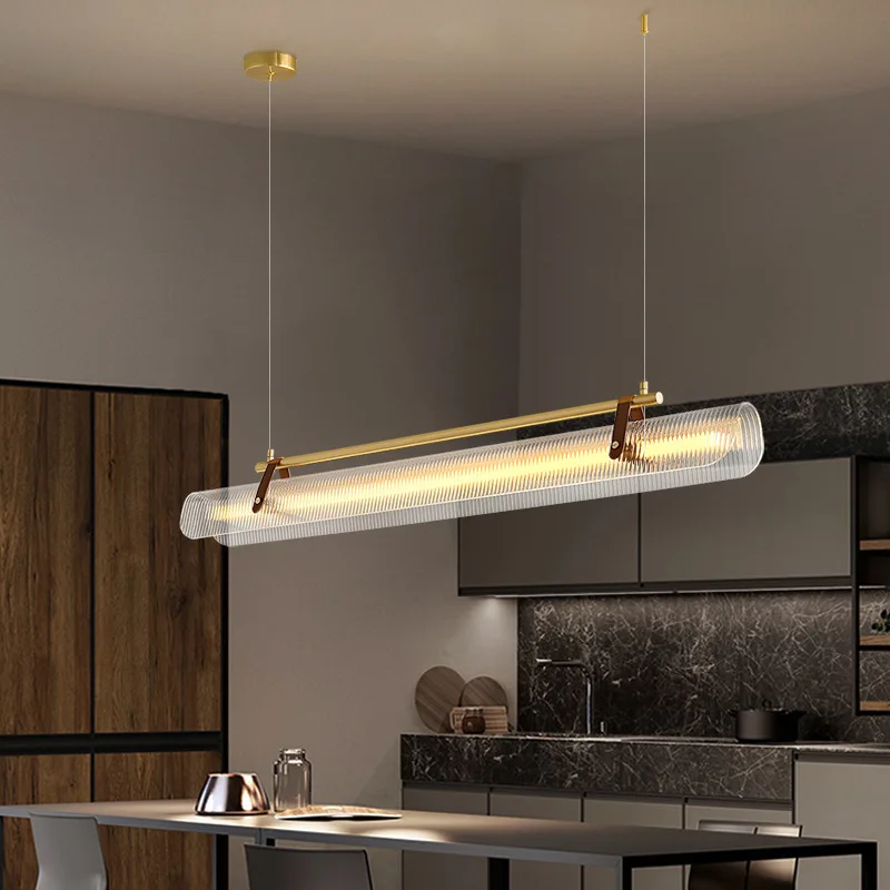 Designer Restaurant Pendant Lamp Modern Minimalist Tea Room Dining Table Minimalist Office Leather Strip Pendant Lamp